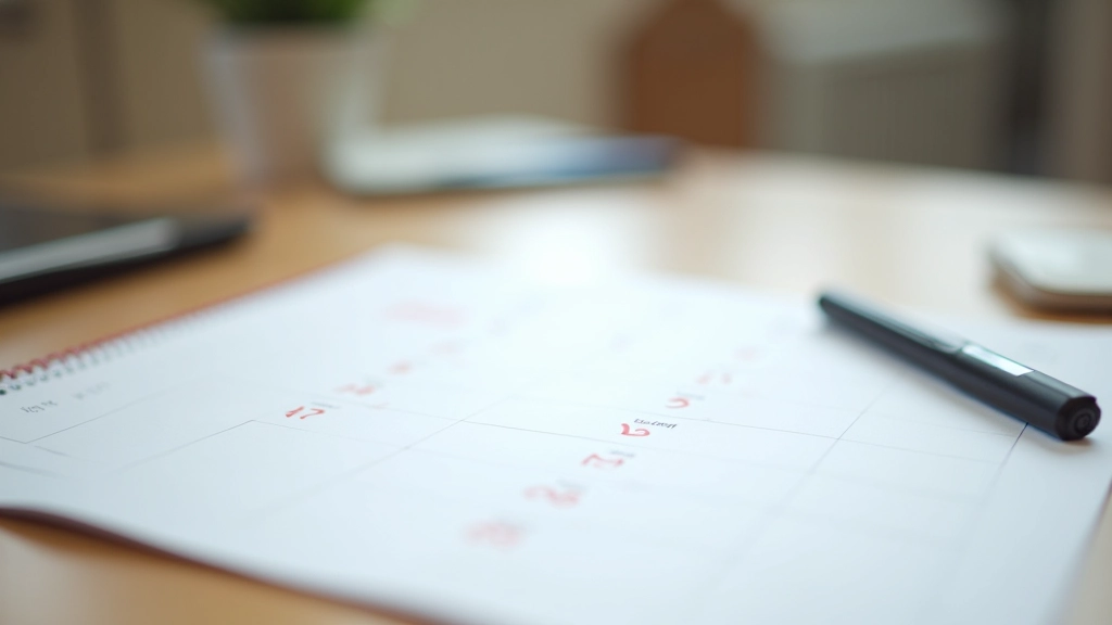 Calendrier mural montrant les périodes de demandes CROUS et les dates limites de candidature par mois