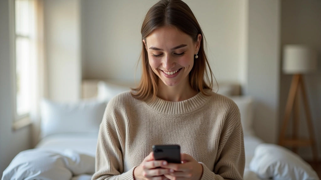 Jeune femme étudiant consultant son compte bancaire sur son smartphone avec un sourire satisfait