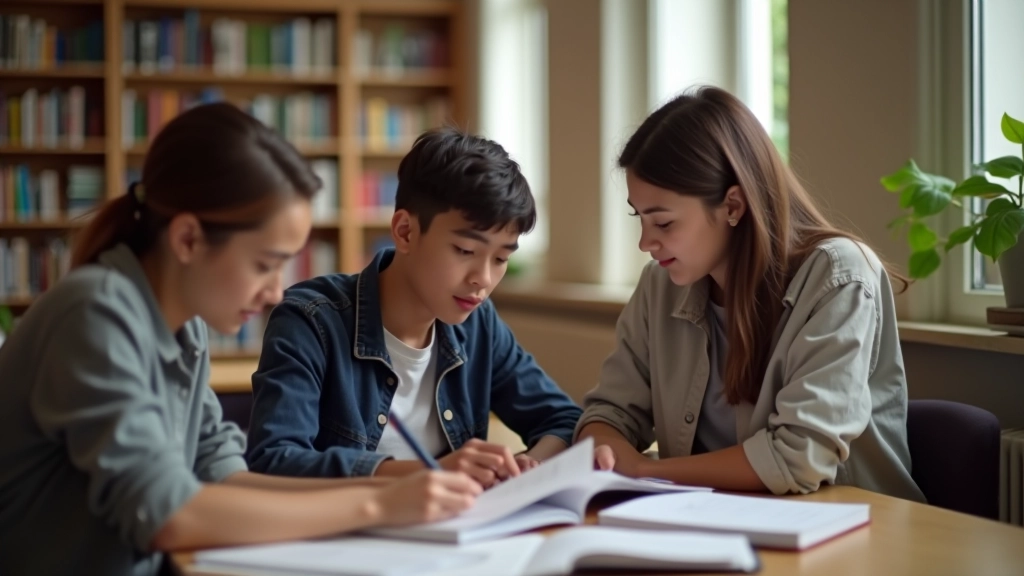 Étudiants étudiant ensemble à la bibliothèque